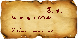 Barancsy Aténé névjegykártya